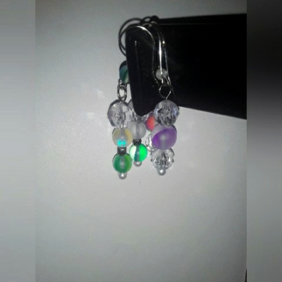 Set of Dangle Long Earrings Clear,Green and Pink Lot of 3, Earrings ♡ - Picture 8 of 12